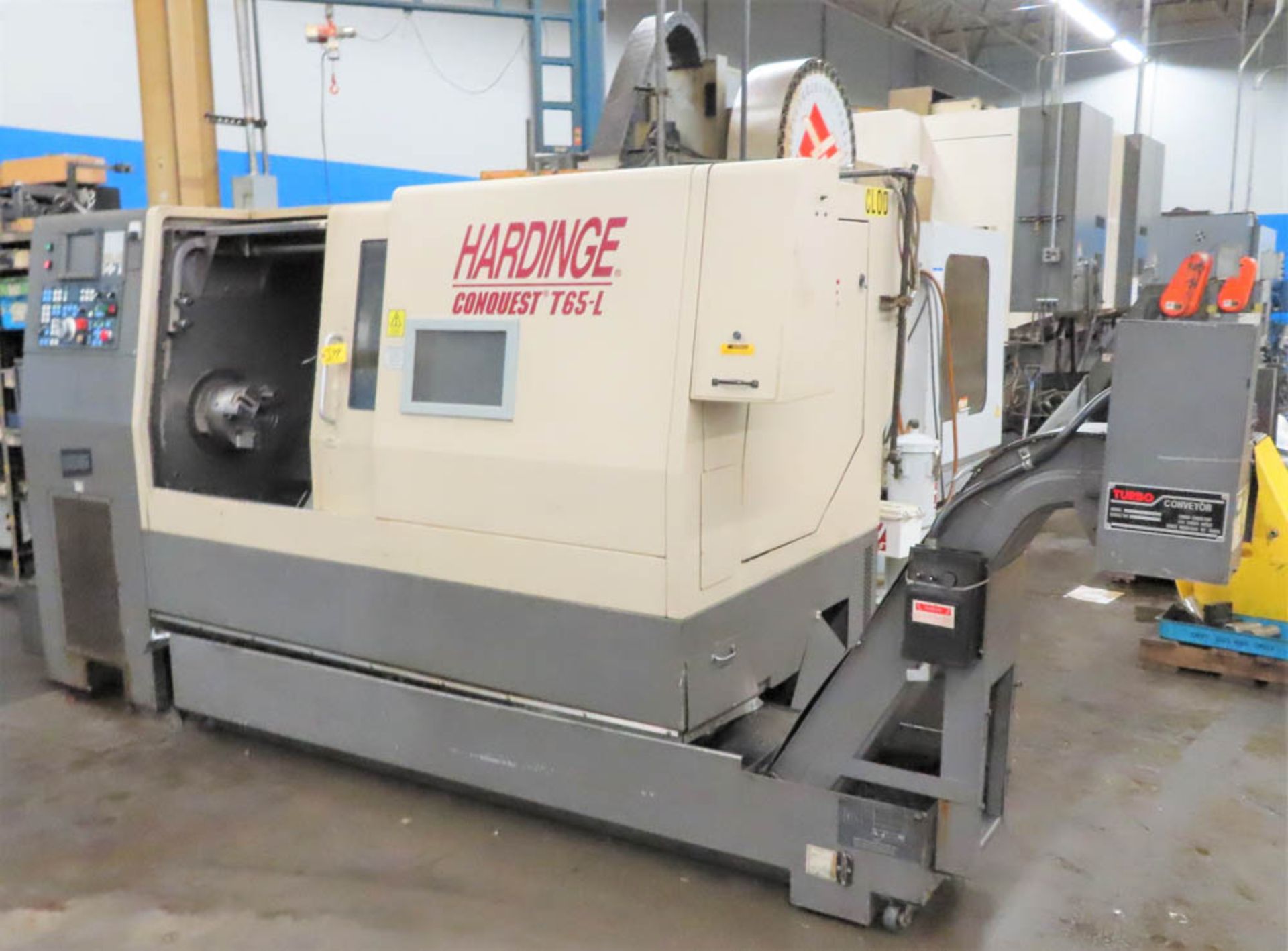 HARDINGE CONQUEST T65-L CNC TURNING CENTER, WITH GE FANUC SERIES 18T CNC CONTROLS, - Image 2 of 9