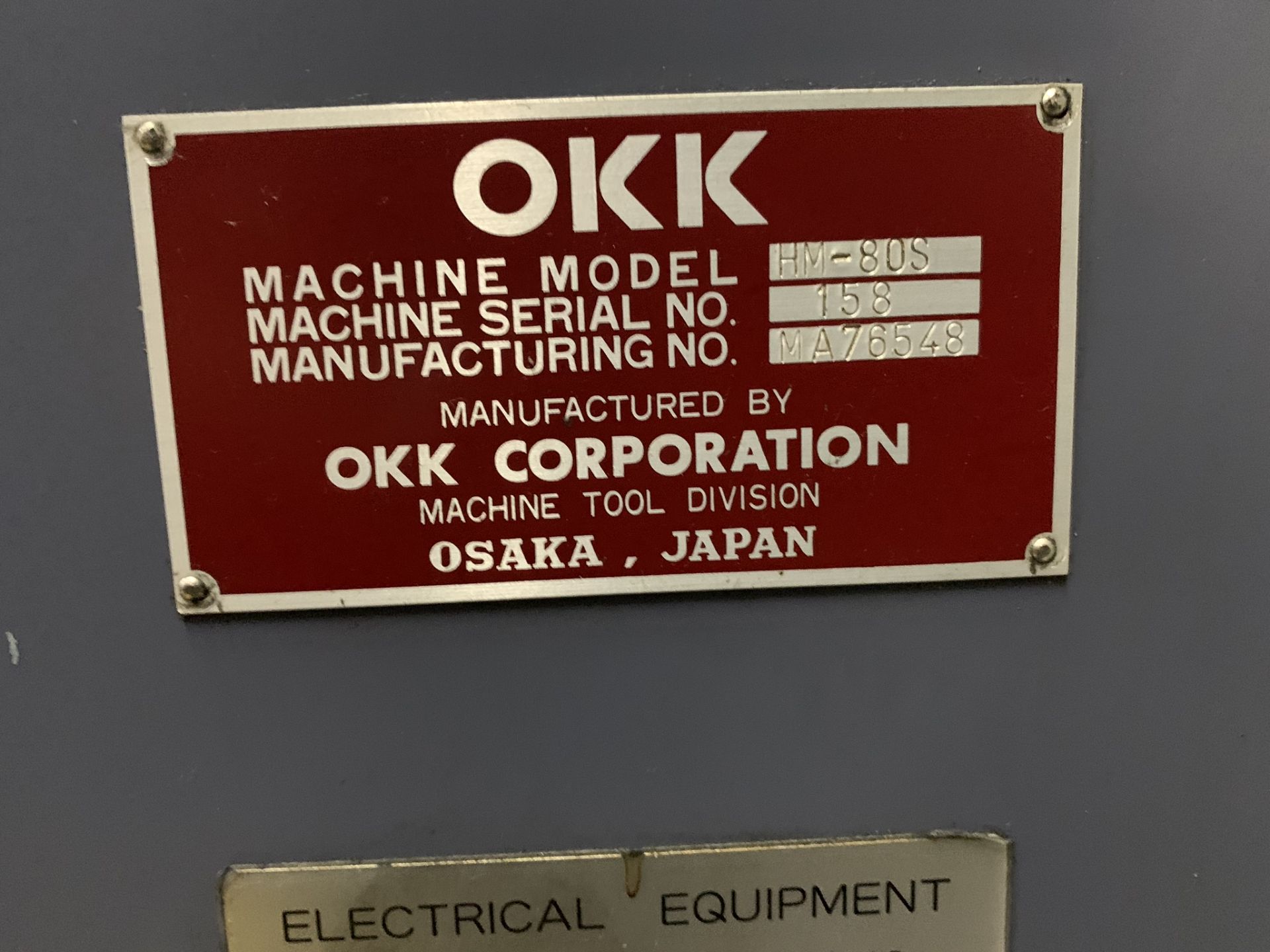 OKK HM-80S CNC HORIZONTAL MACHINING CENTER, WITH FANUC SERIES 16i-M CNC CONTROLS, - Image 14 of 15