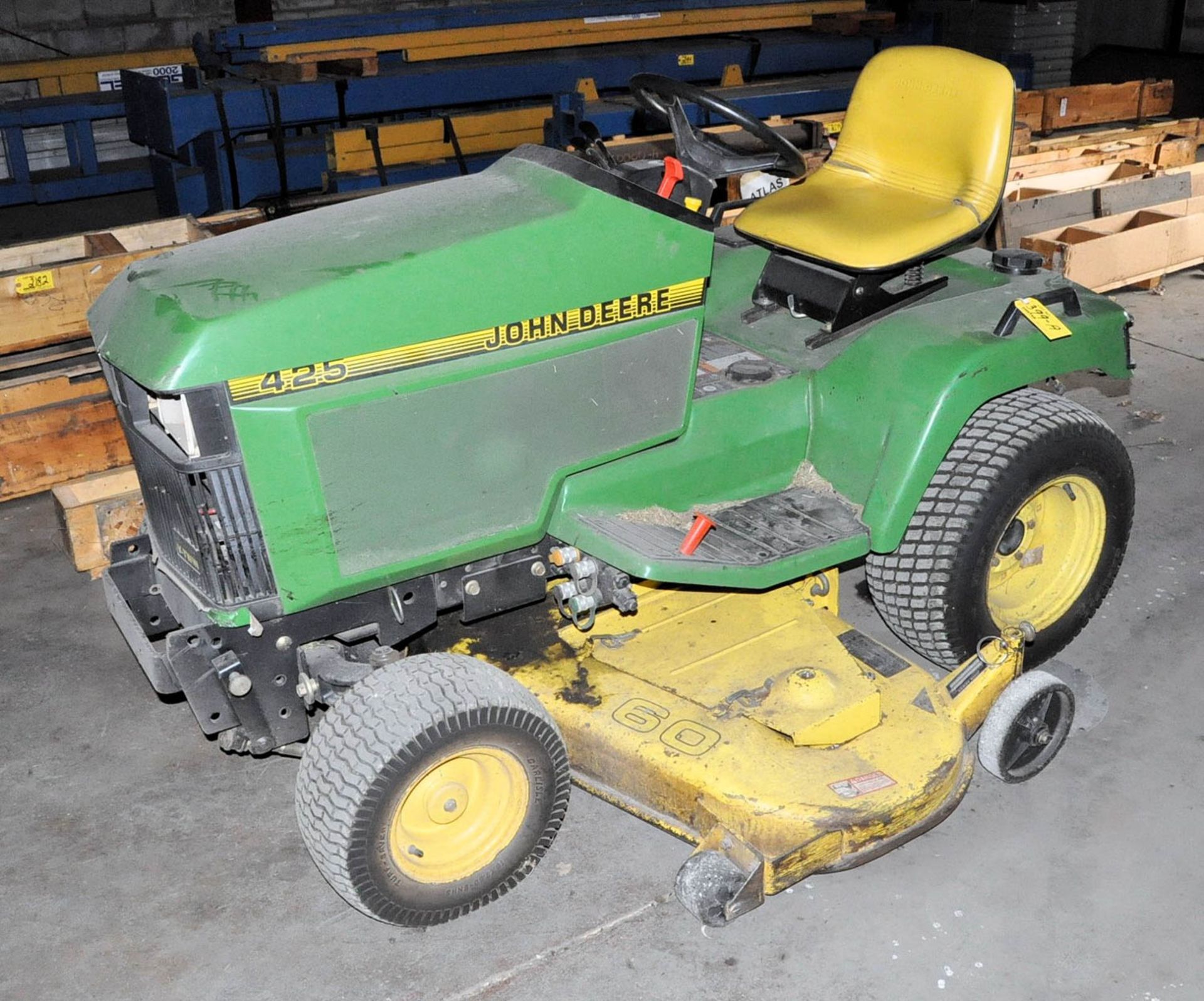 JOHN DEERE 425, GAS POWERED LAWN TRACTOR WITH 60" MOWING DECK, (OUTBUILDING-TIFFIN)