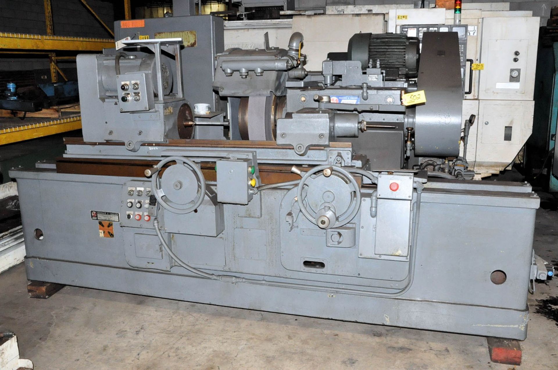 WARNER & SWASEY NORTON MDL. C5 HD, 10" X 36" STRAIGHT APPROACH WIDE WHEEL GRINDER, (USED AS TAPER