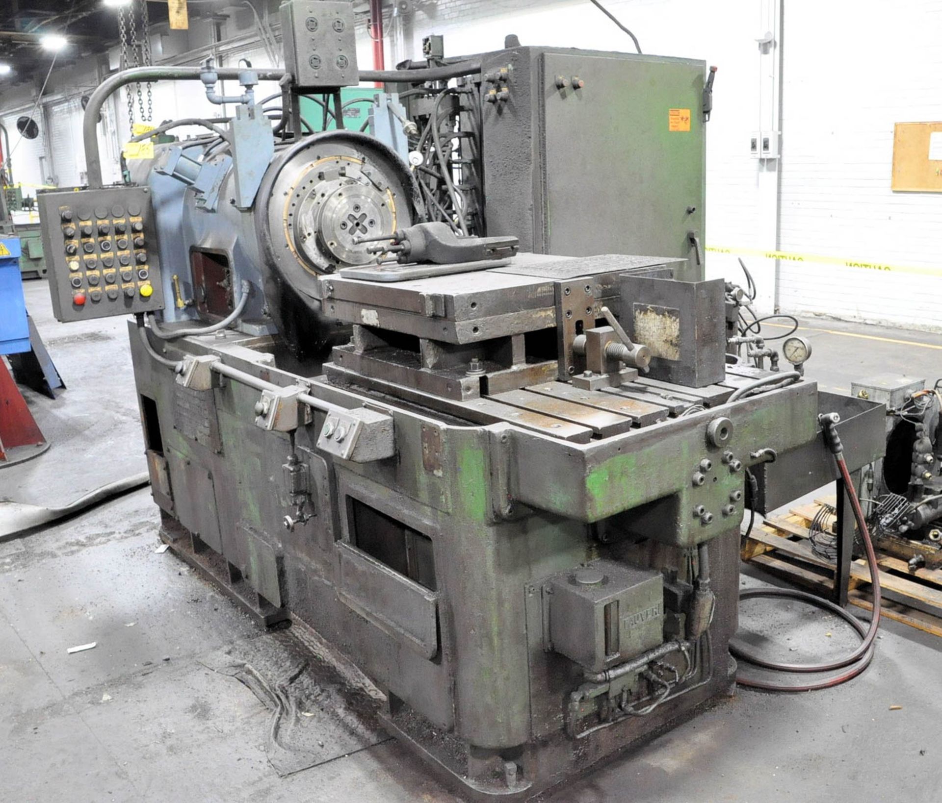 HOOVER FLANGE CUTTING MACHINE, S/N: N/A, 24" X 36" T-SLOTTED WORK SURFACE, PUSH BUTTON CONTROL, (#