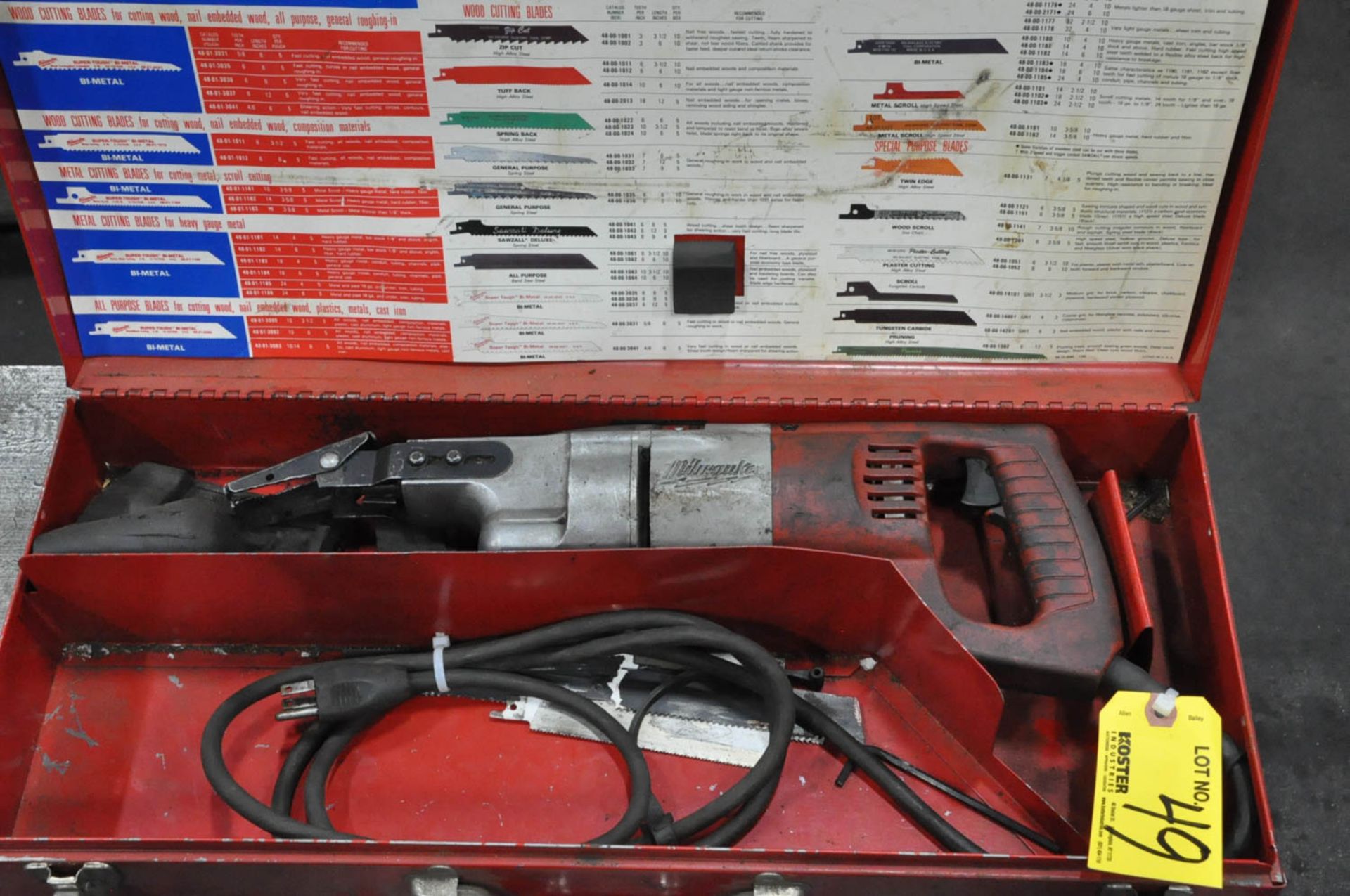 MILWAUKEE CAT. 6511, SAWZALL ELECTRIC RECIPROCATING SAW, S/N: 4601300719, WITH CASE, (TOOL ROOM)