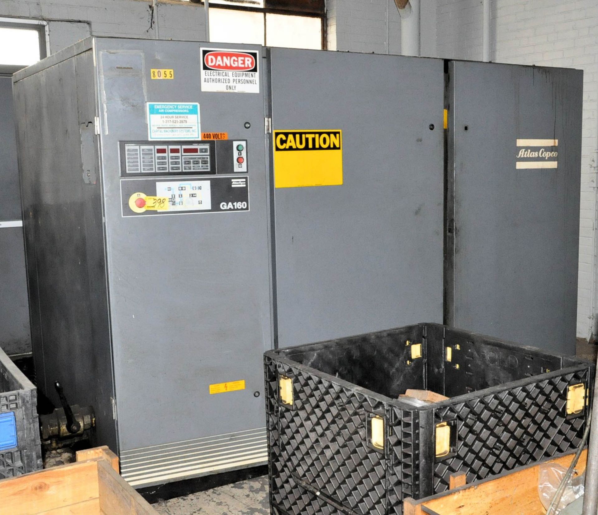 ATLAS COPCO MDL. GA160, 200-HP ROTARY SCREW AIR COMPRESSOR, S/N: AH-015466, (#8055), (TIFFIN) - Image 2 of 2