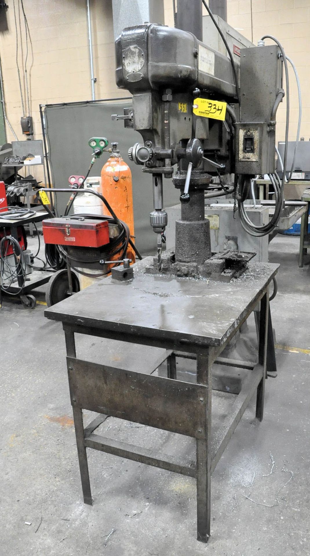 20" BENCH TOP DRILL PRESS, S/N: N/A, 20" X 24" WORK SURFACE, WITH STAND, (#1554), (TOOL ROOM 2-