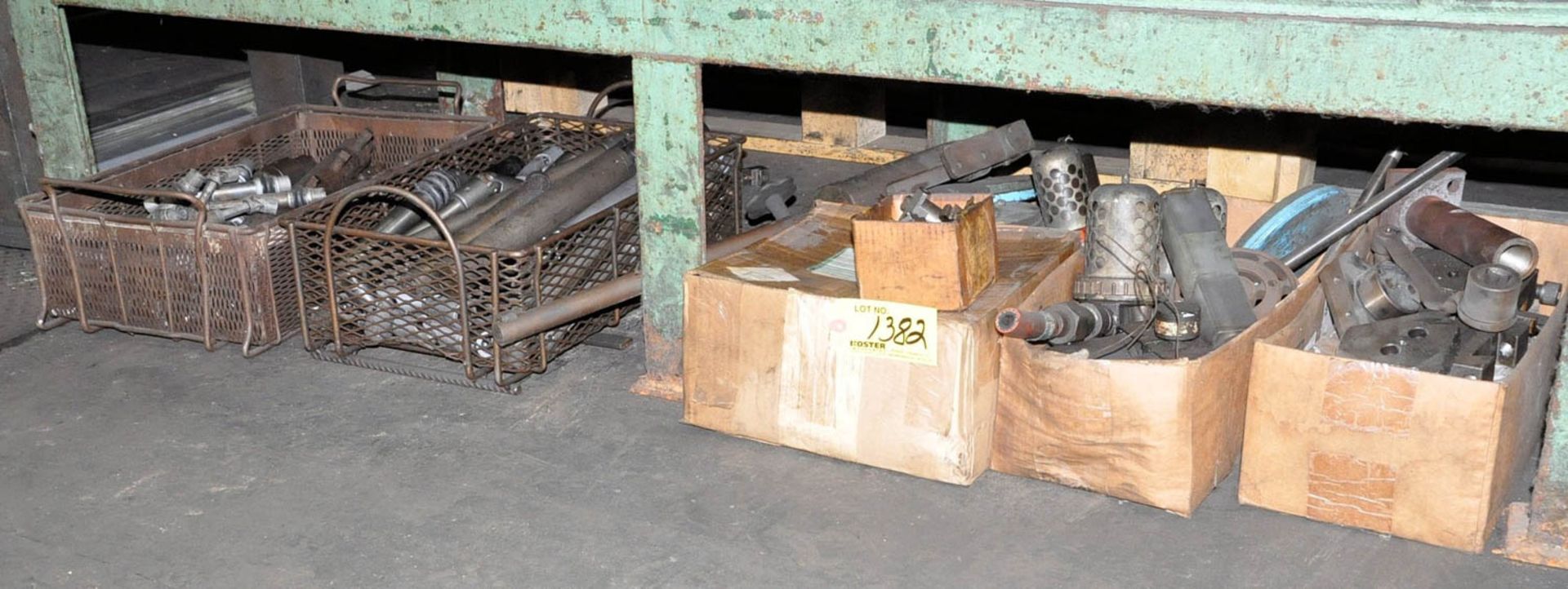 VARIOUS TOOLING IN (2) BASKETS & (3) BOXES UNDER (1) BENCH, (TOOL ROOM-TIFFIN)