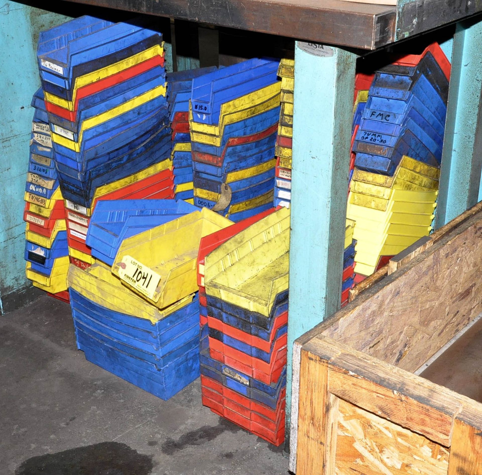 PLASTIC PARTS BINS UNDER (2) BENCHES, (TOOL ROOM-TIFFIN) - Image 2 of 2