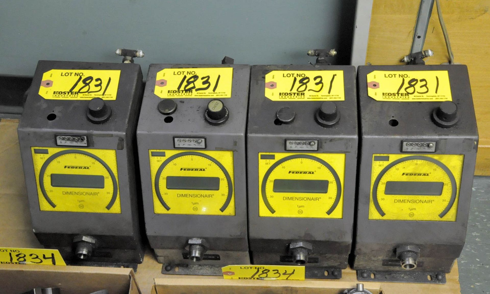 (4) FEDERAL DIMENSIONAIR UNIVERSAL AIR GAGING COMPARATORS IN (1) ROW, (TOOL ROOM-TIFFIN)