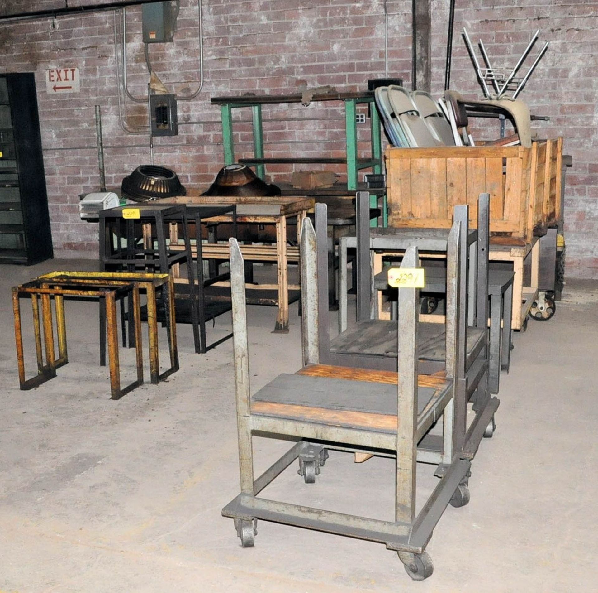 CARTS, STANDS, CHAIRS, BENCHES & BOOKCASE IN (2) ROWS, (NORTH BUILDING-TIFFIN)