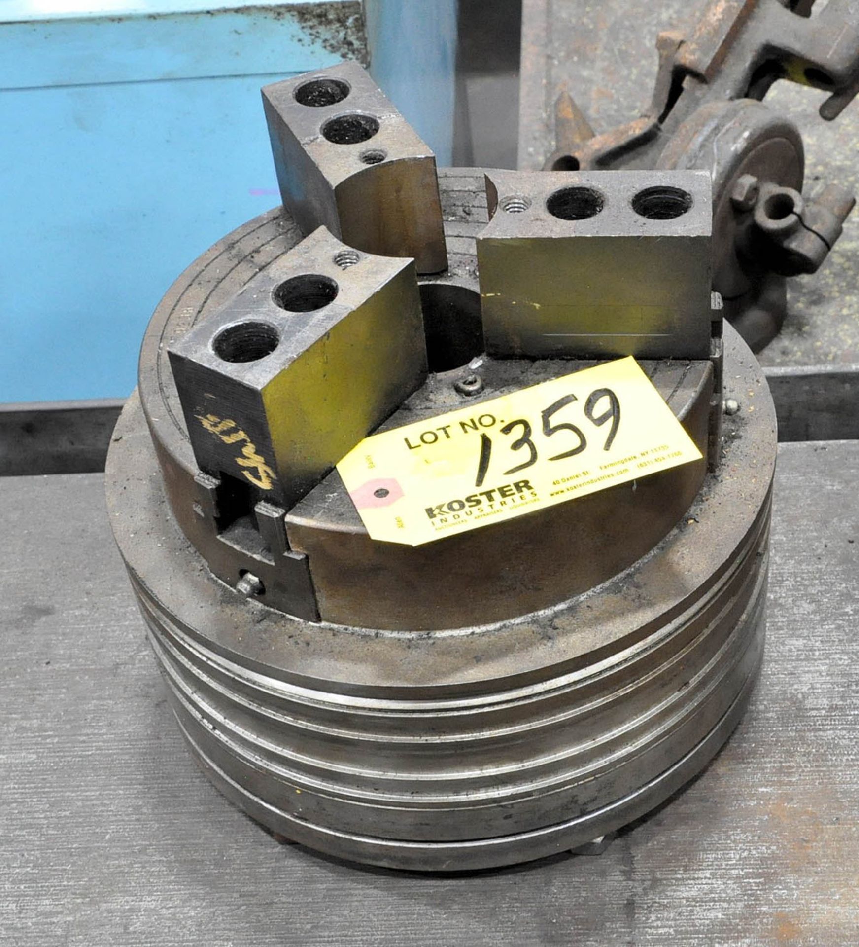 8" 3-JAW CHUCK ON 10" MOUNT, (TOOL ROOM-TIFFIN)