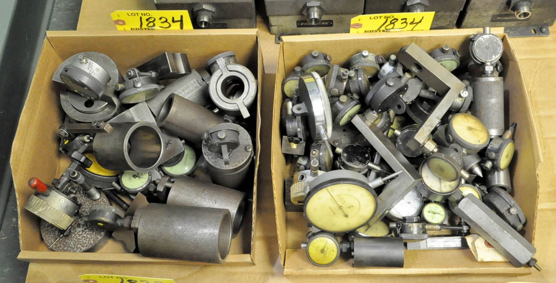 VARIOUS DIAL FORCE INDICATORS & FIXTURE TOOLING IN (2) BOXES, (TOOL ROOM-TIFFIN)