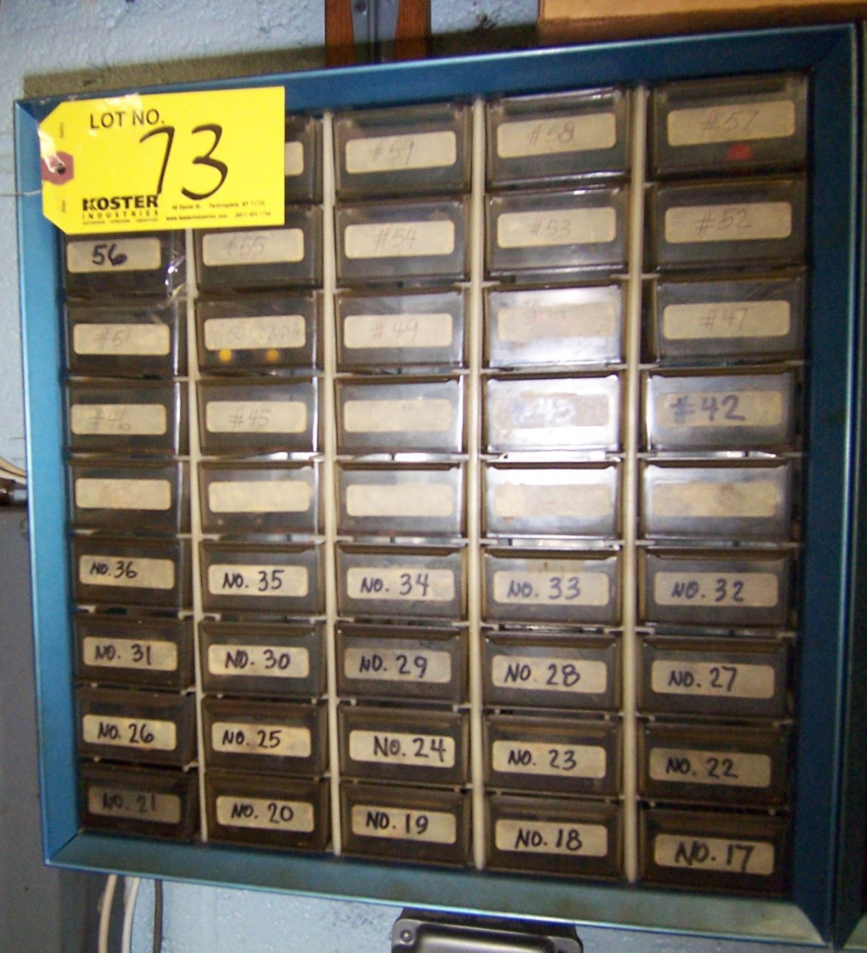 PARTS CABINET WITH ASSORTED TAPS