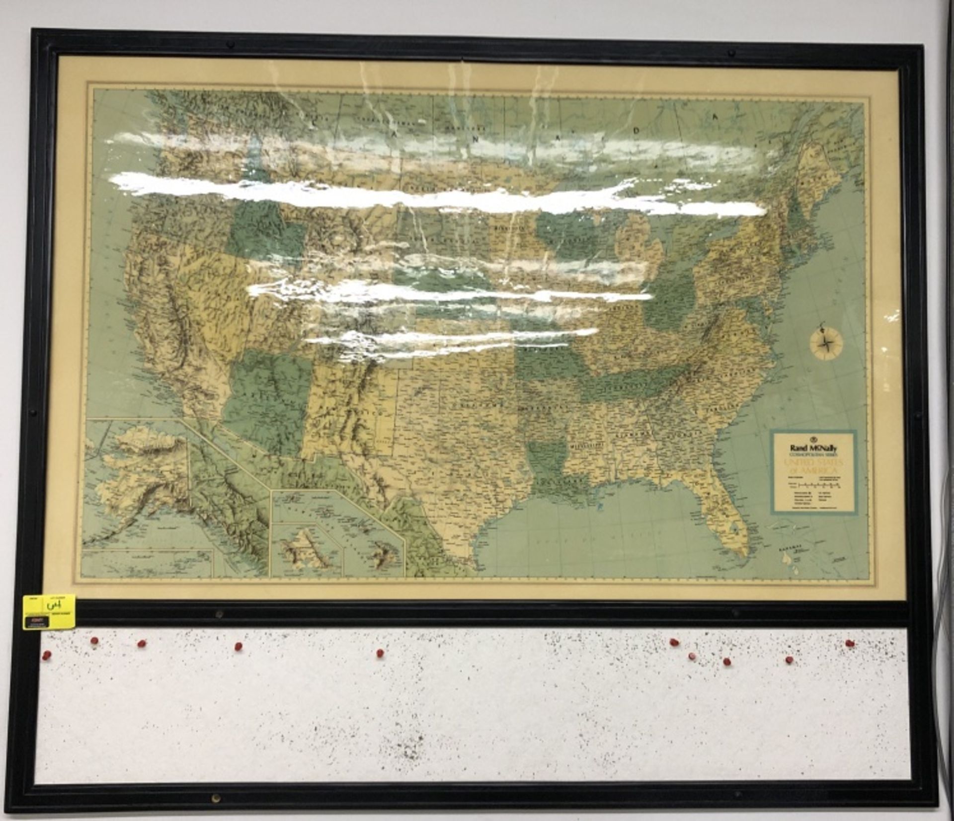 Framed US map with cork board