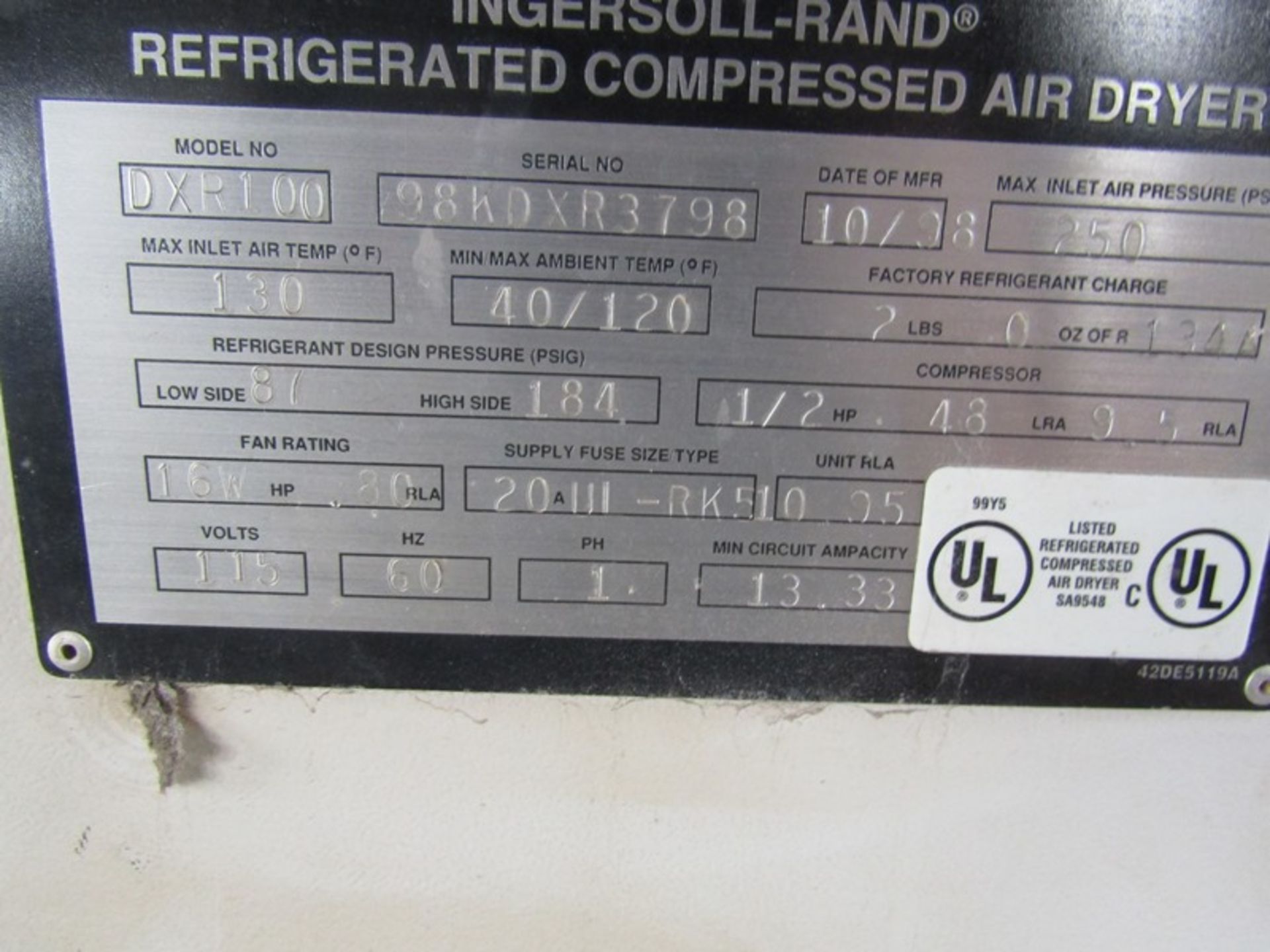 Ingersoll - Rand Air Compressor Dryer - Image 4 of 4