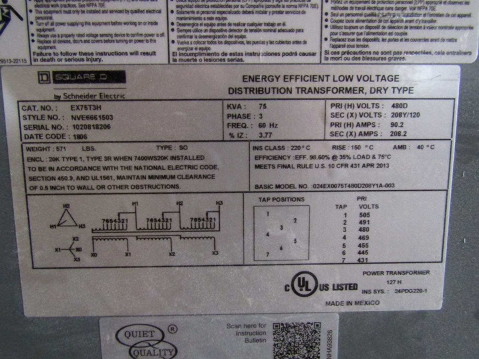 Square D Power Transformer - Image 4 of 5