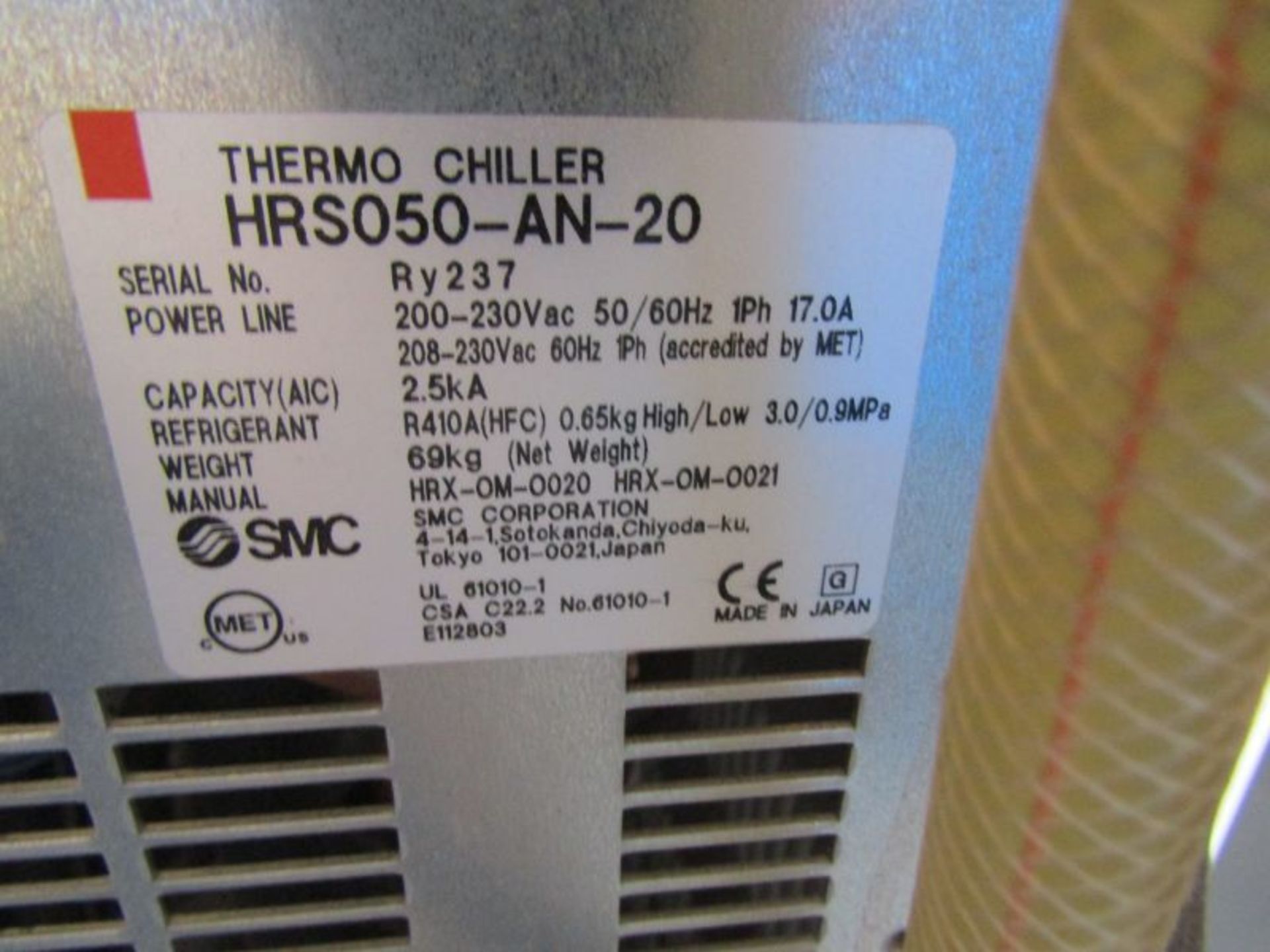 SMC Thermo Chiller HRS050-AN-20 - Image 3 of 5