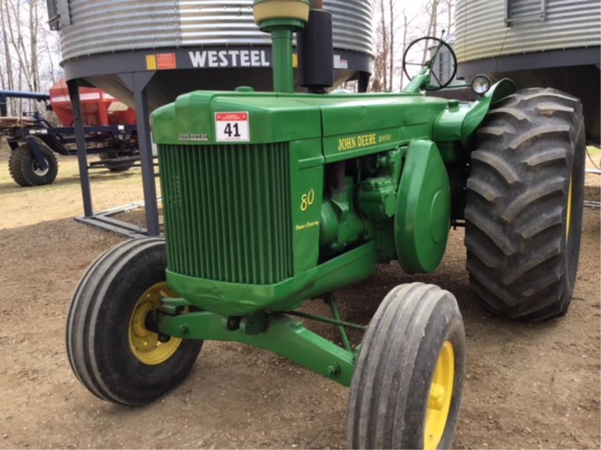 80 John Deere Antique Tractor 2wd, 2cyl diesel, Stn Trans, 540PTO, 2hyd outlets, 60hp, 23.1-26rr,