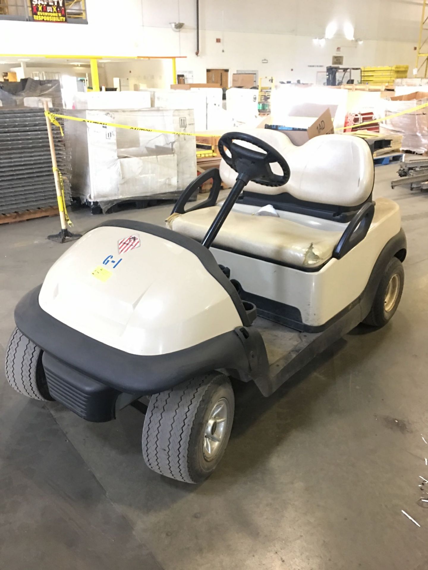 CLUB CAR GOLF CART WITH CHARGER. Model #: UNKNOWN. Serial #: UNKNOWN. Unit #: G1. Please see