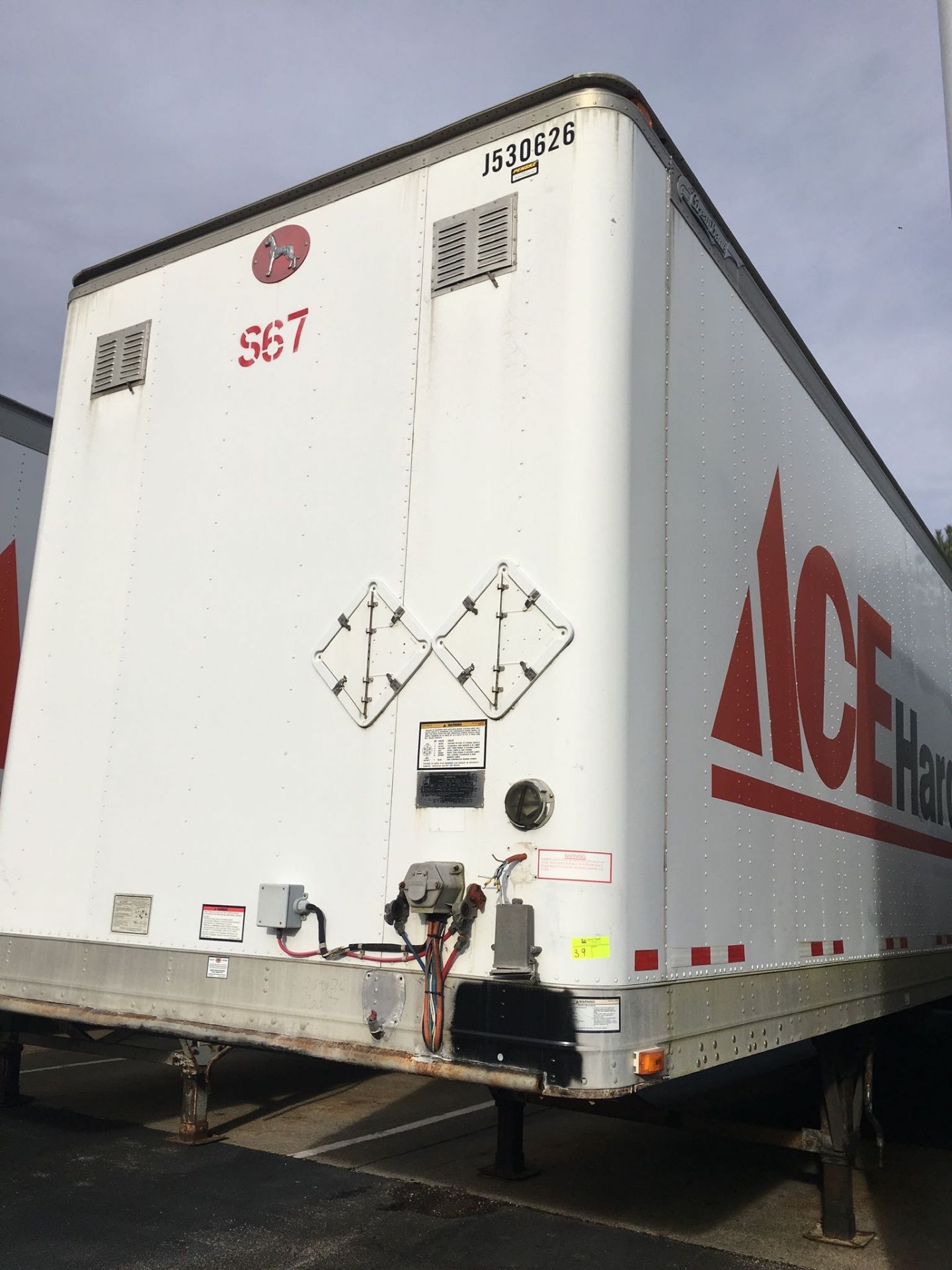 Trailer, Make: Great Dane. Year: 2007. Trailer #: S67. VIN: 1GRAA06297B702560. Sold with a title.