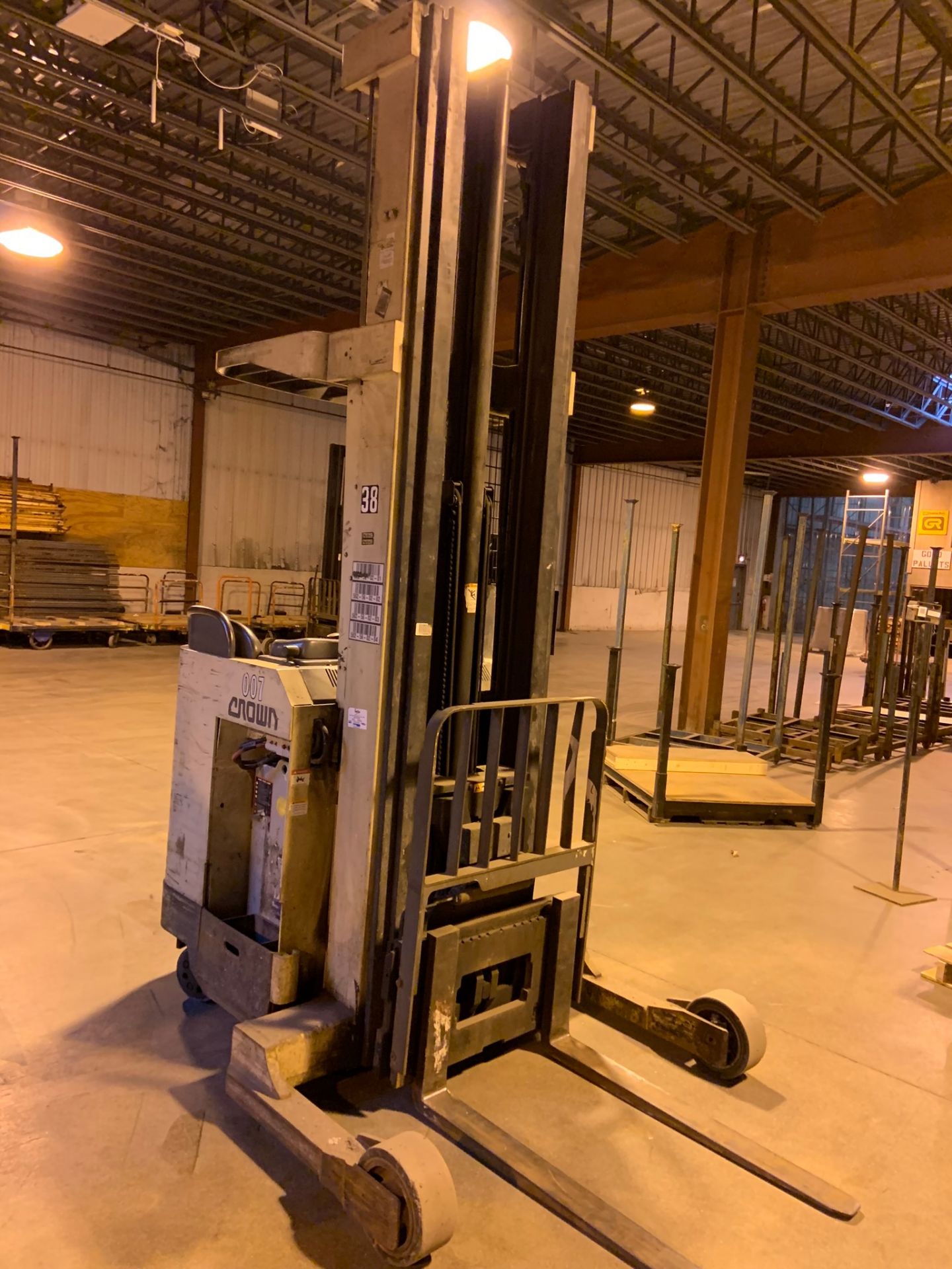 Forklift: Stand Up Electric Forklift. Make: Crown. Model: 3540-45. S/N: 1A189346. Year: 1997. Notes: