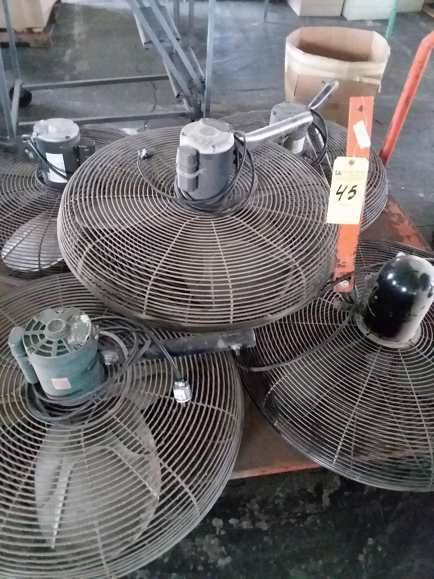 Cart with 5 industrial wall or column fans