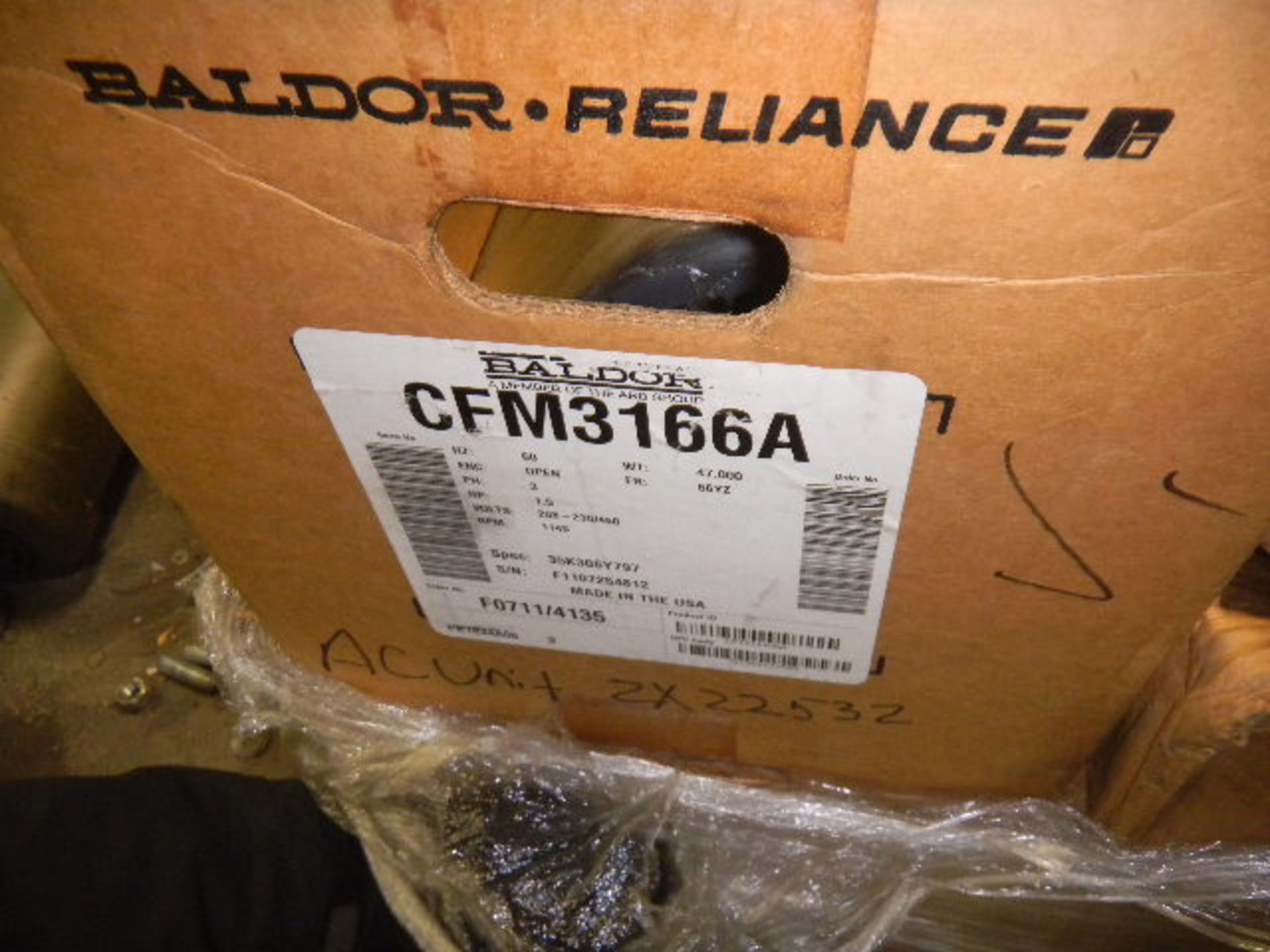 Baldor (1 1/2 Hp) Electric Motors (NEW) - (3) Times the Bid - Image 2 of 3