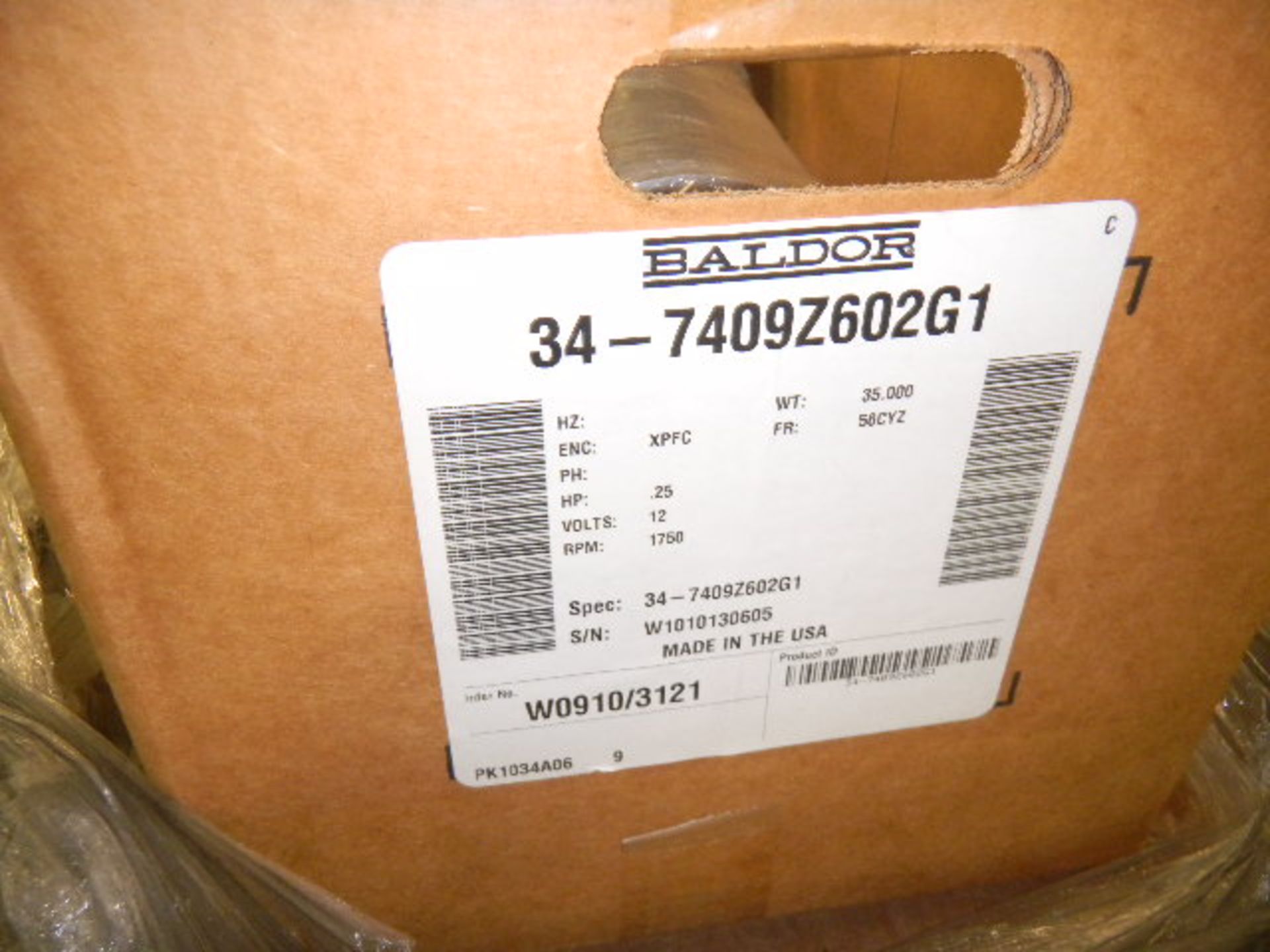 Baldor (12) Volt 1/4 Hp Electric Motor (New) - (9) on Pallet - Sold (9) Times the Bid - Image 2 of 3