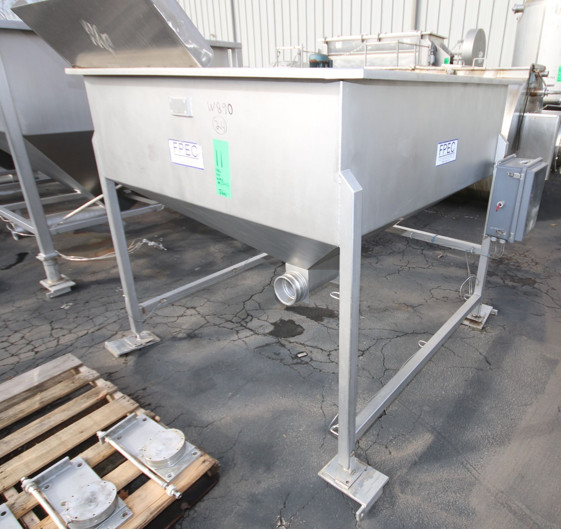 FPEC 60" W x 60" L x 36" D S/S Feed Hopper, Model VFH86, SN 6244, with 6" Discharge, Mounted on S/ - Image 2 of 9