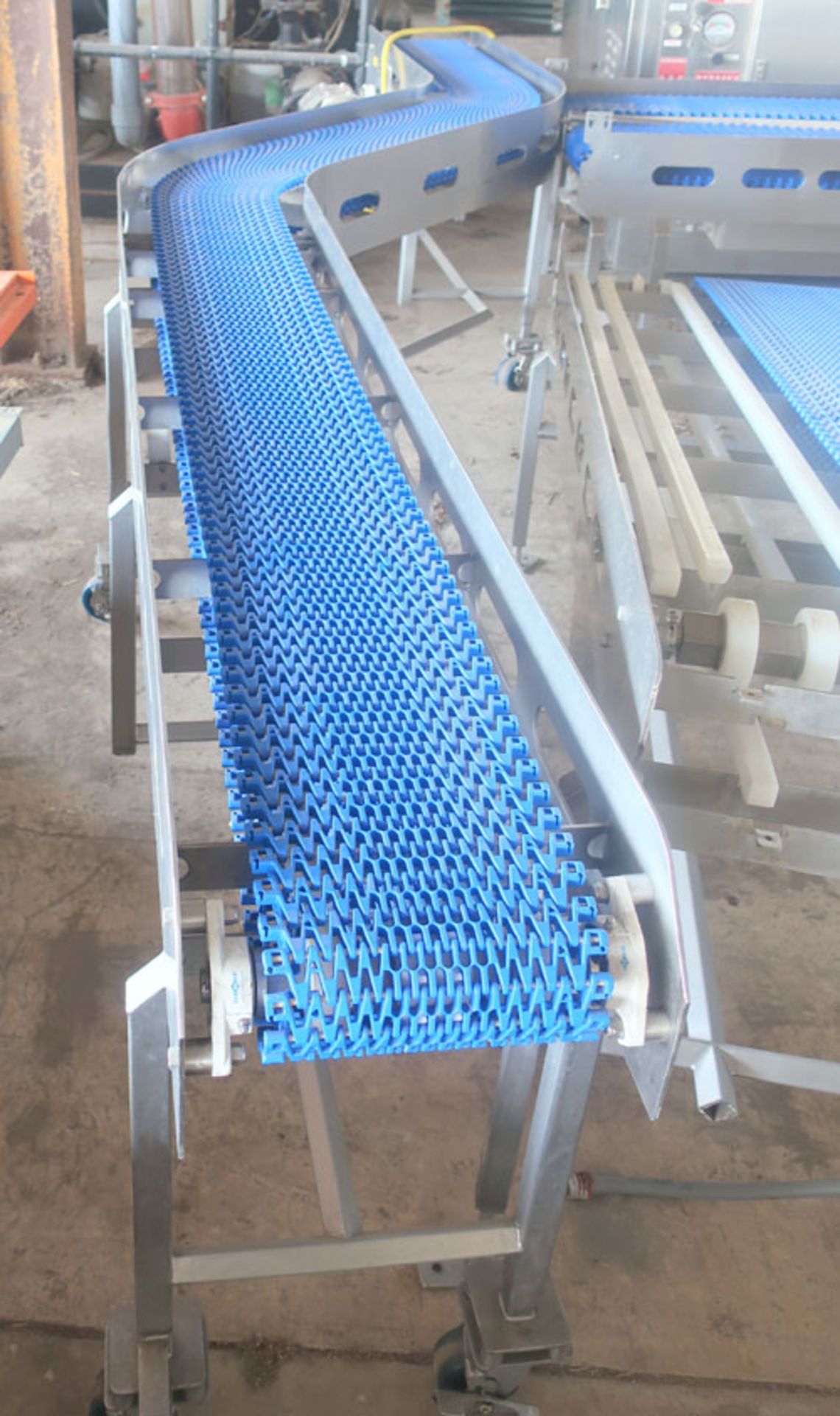 Plastic link belt motorized conveyor system consisting of; (2) sections 30.5" x 80" inclined (no - Image 16 of 47