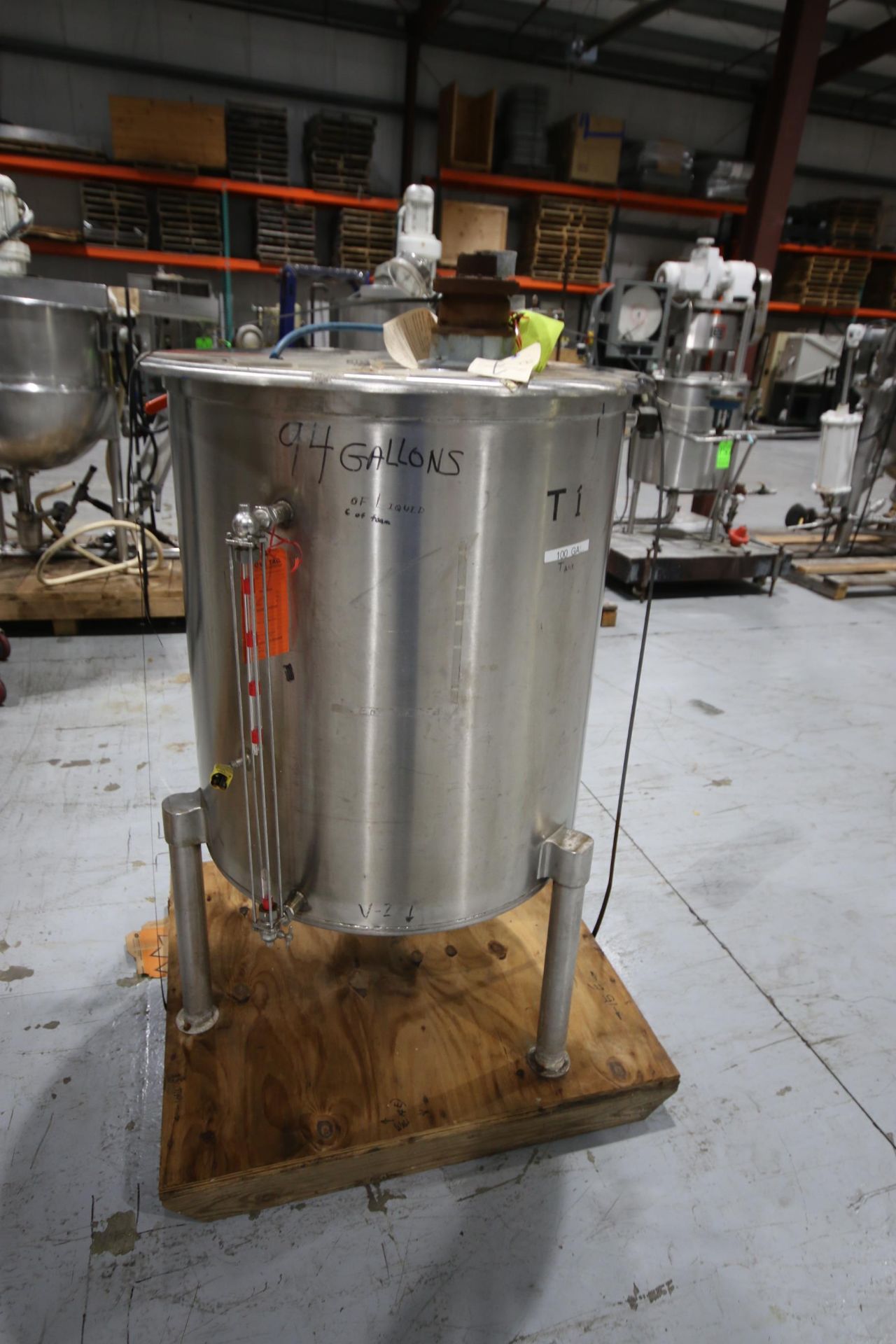 S/S 100 Gal. Jacketed Vertical Tank, Overall Dims.:  60" Tall x 30" Dia, Mounted on S/S Legs - Image 2 of 3