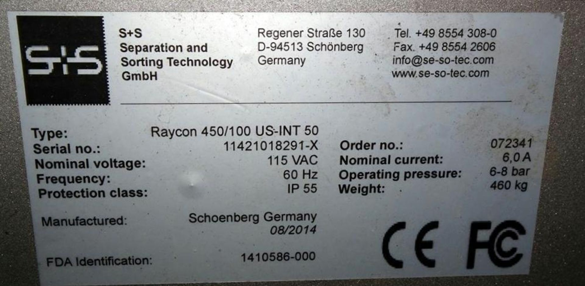 Sesotec Raycon X-Ray Food Inspection System, Type 450/100 US-INT 50. Serial # 11421018291-X. Max - Image 18 of 18