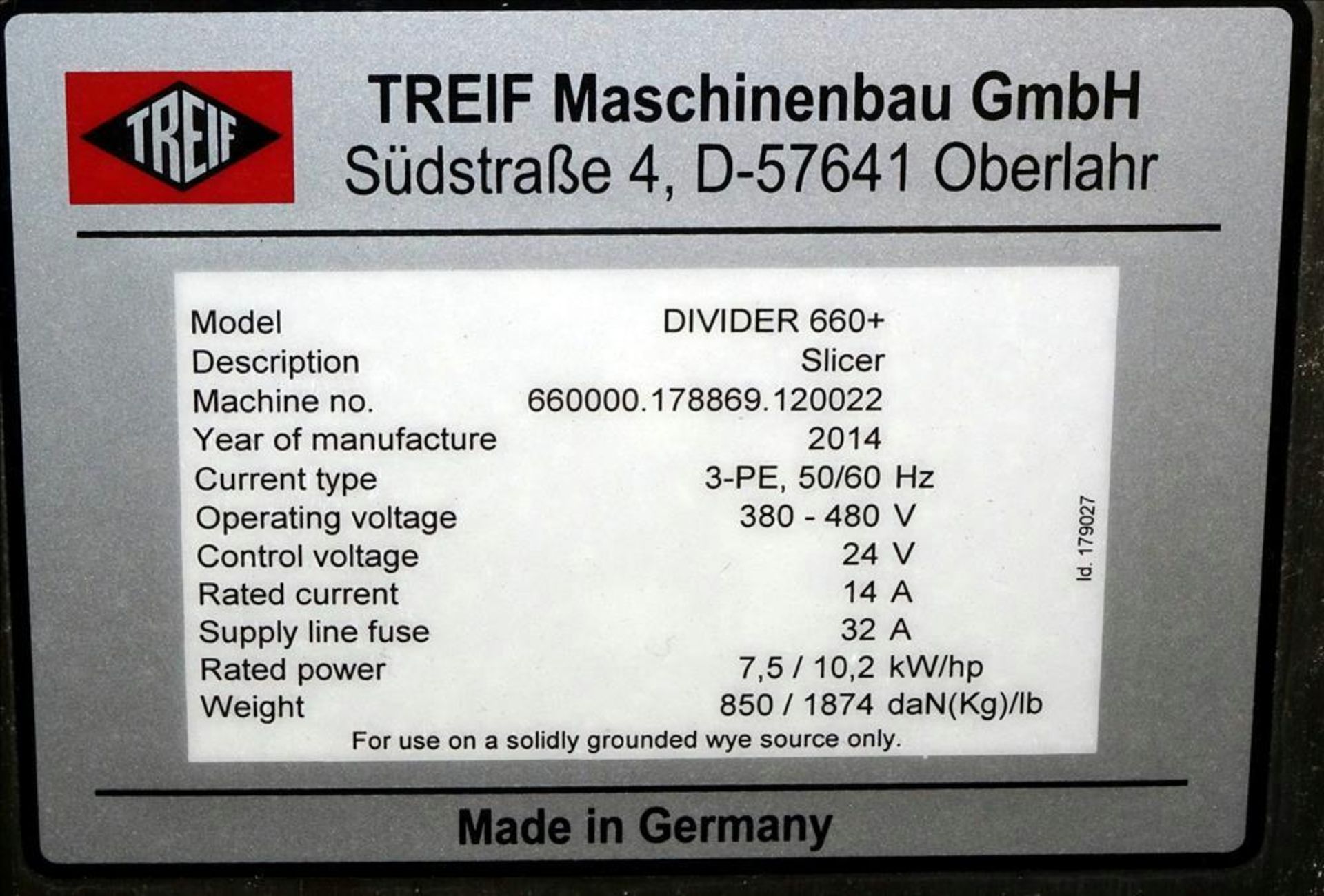 Treif Slicer, Model Divider 660+. 320 x 130 mm / 280 x 160 mm infeed chamber. Serial # 660000 - Image 16 of 16