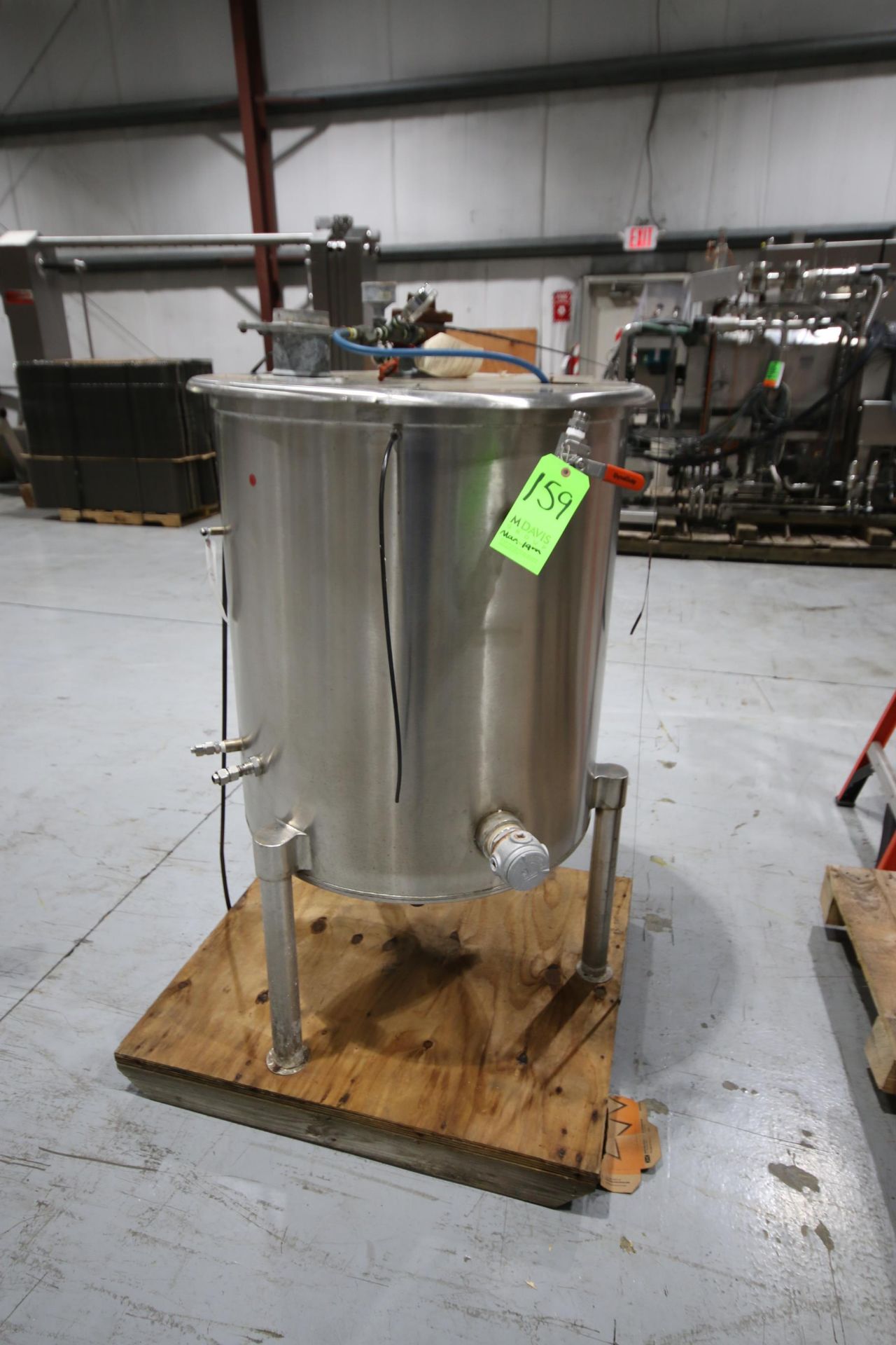 S/S 100 Gal. Jacketed Vertical Tank, Overall Dims.:  60" Tall x 30" Dia, Mounted on S/S Legs