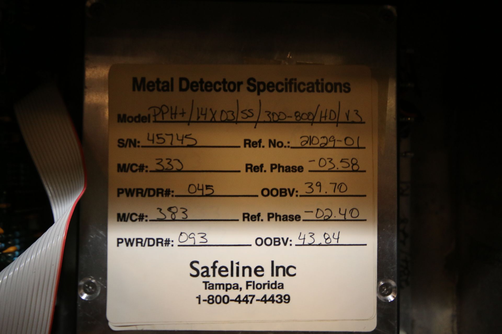 Safeline S/S Metal Detector System, Model PPH plus / 14X03 / 55 / 300-800 / HD / V3, SN 45745, - Image 7 of 8