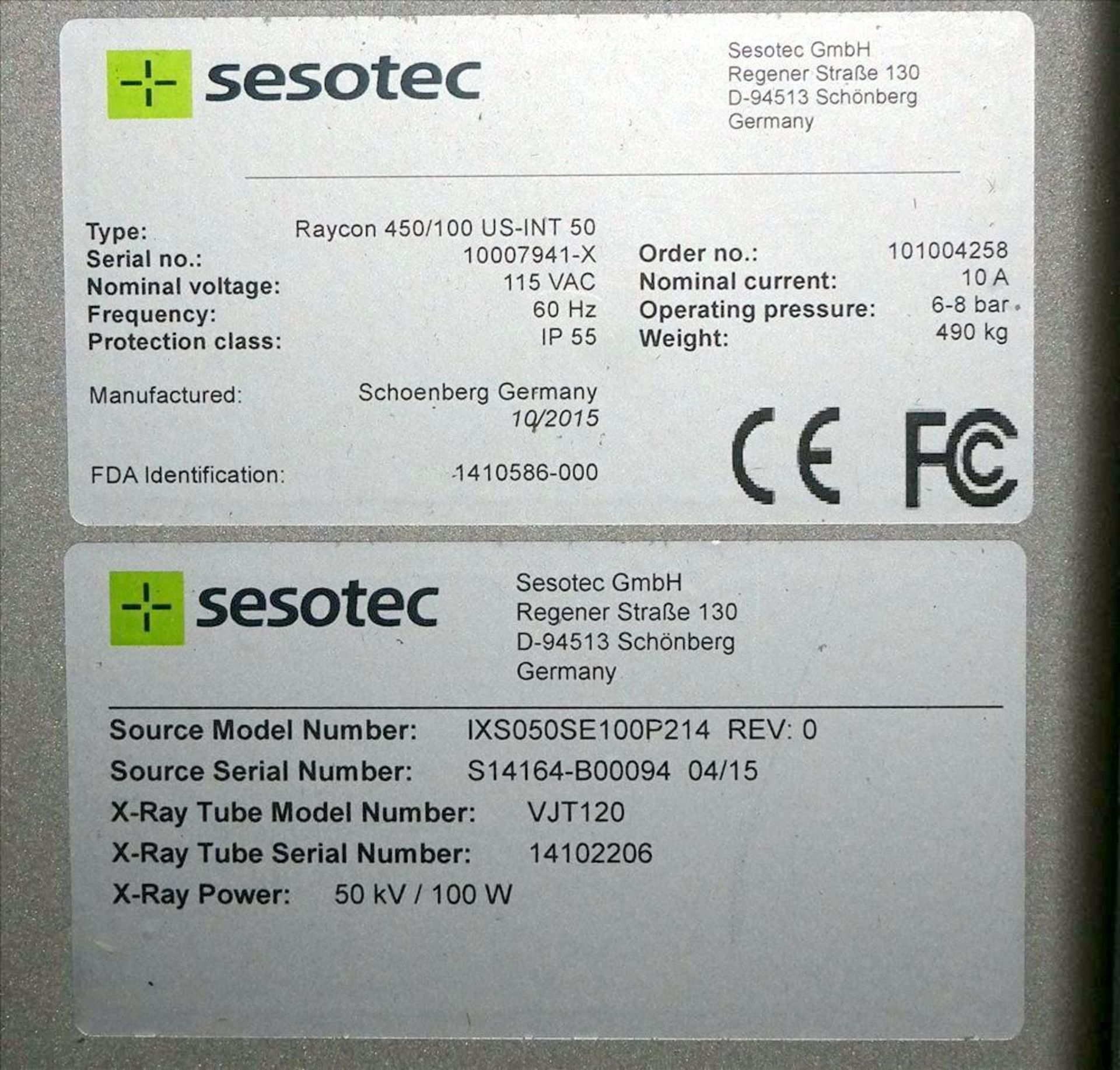 NEW, NEVER INSTALLED Sesotec Raycon X-Ray Food Inspection System, Type 450/100 US-INT 50. - Image 10 of 13