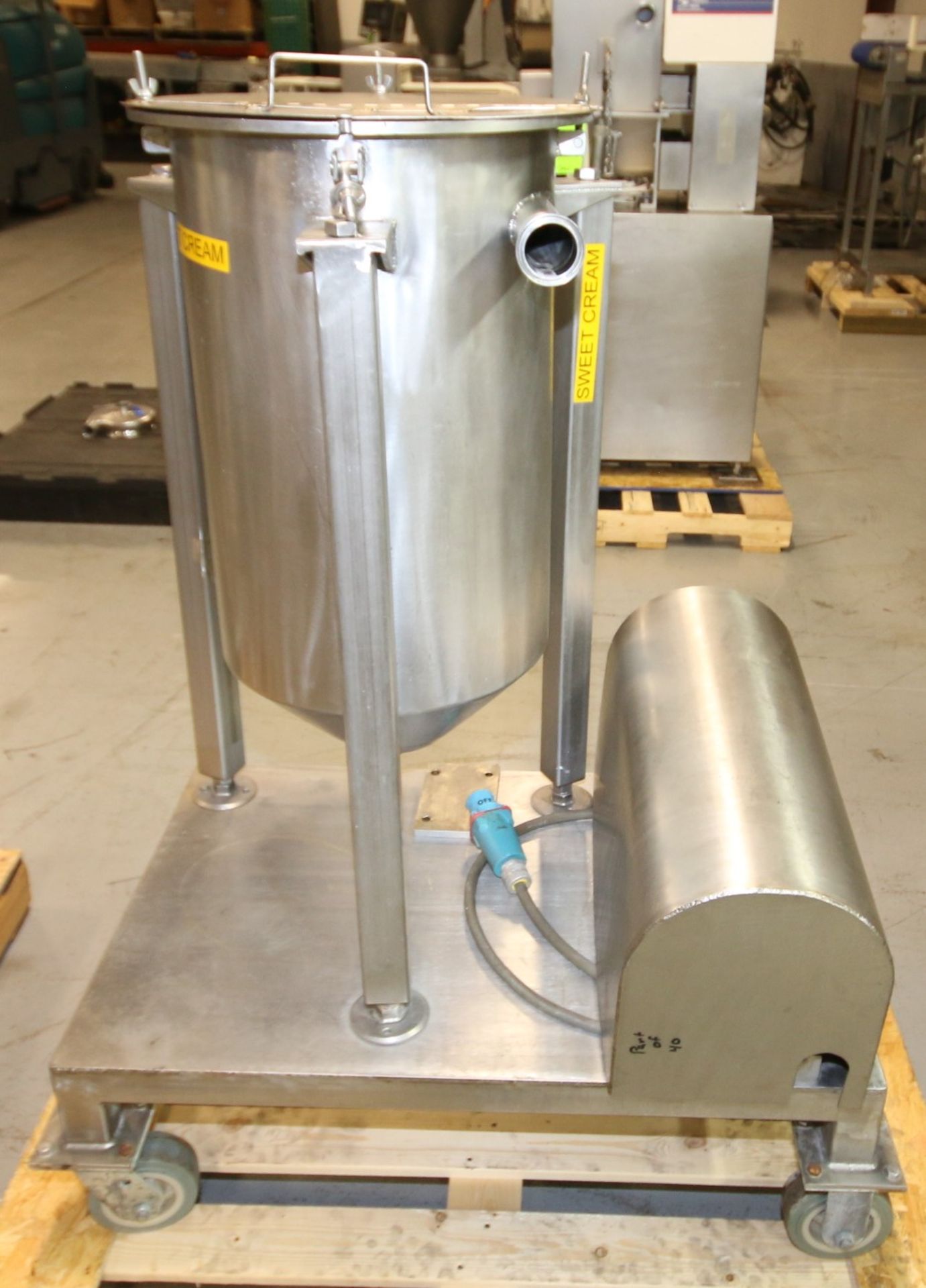 Portable Tank & Pump System with 15" W x 24" D Hinged Lid Cone Bottom Single Wall S/S Tank, APV Size - Image 3 of 5