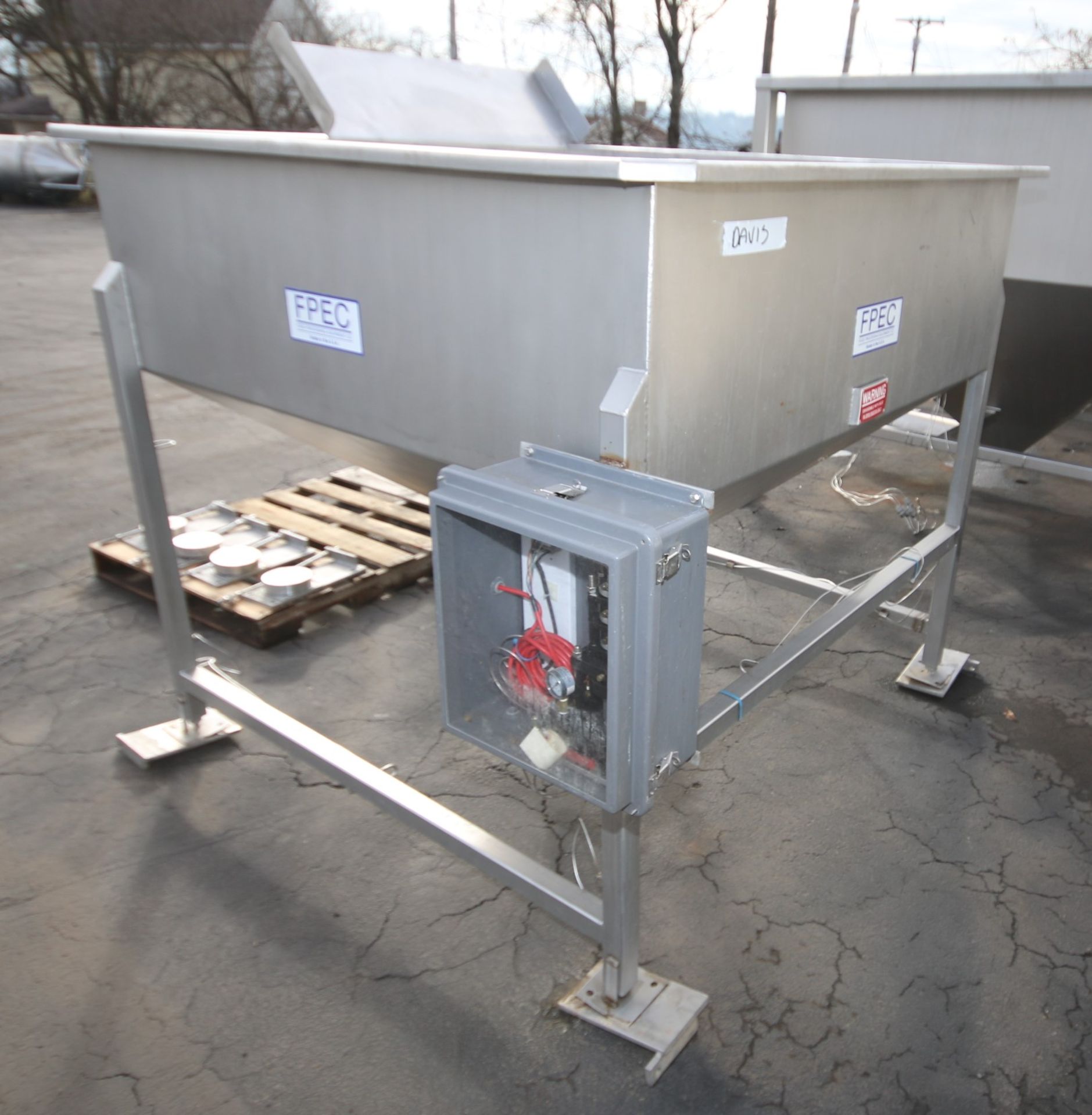 FPEC 60" W x 60" L x 36" D S/S Feed Hopper, Model VFH86, SN 6244, with 6" Discharge, Mounted on S/ - Image 3 of 9