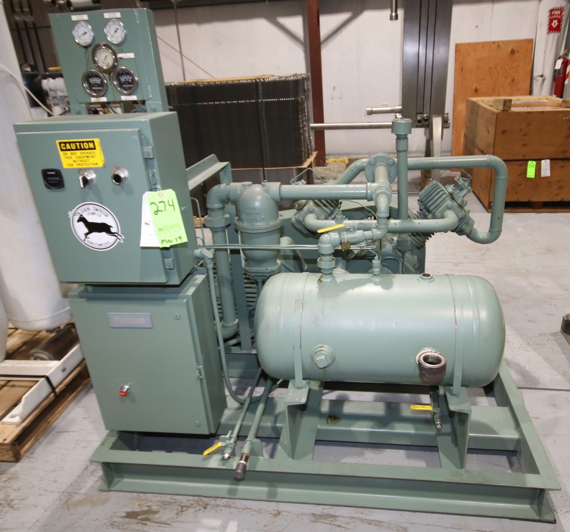 Dearing Compressor & Pump Company 40 hp Reciprocating Air Compressor, with Creole 2 Cylinder