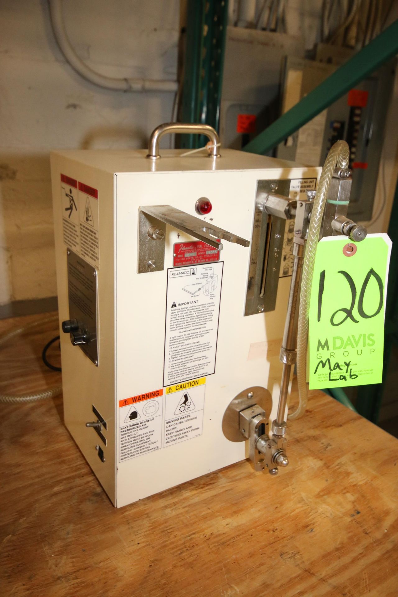 Filamatic Vial Filler, M/N AB-5, 110-130 Volts, 130CC Capacity ***Located in MDG Auction Showroom--