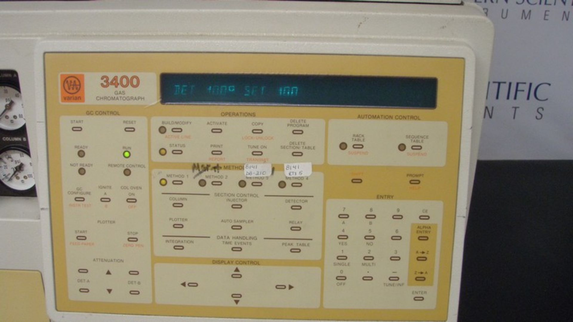 Varian 3400 Gas Chromatograph, Model 3400, S/N 2534 (NOTE: Unit Powers On with Error Codes 201, 238, - Image 5 of 11