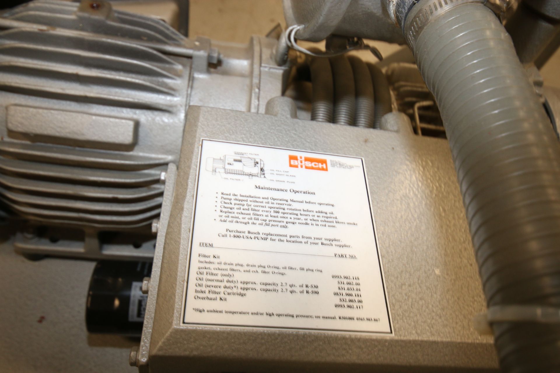 Busch 5 hp Vacuum Pump System, with Toshiba Drive 1735 RPM, 230/460 Volts, with Horizontal Receiver, - Image 4 of 4