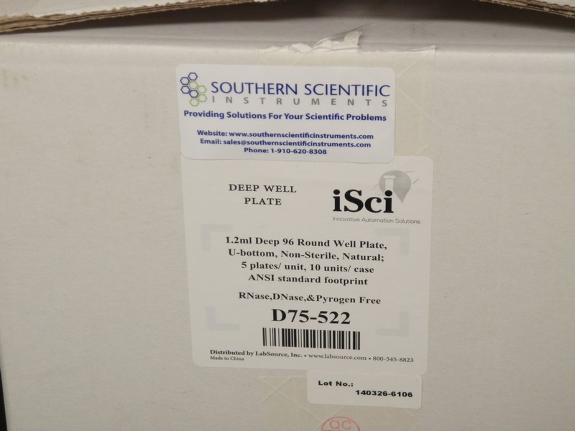 iSci Deep Well Plate Cases D75-522. 1-Pallet of 1.2 mL Deep 96 Round Well Plate cases. (50