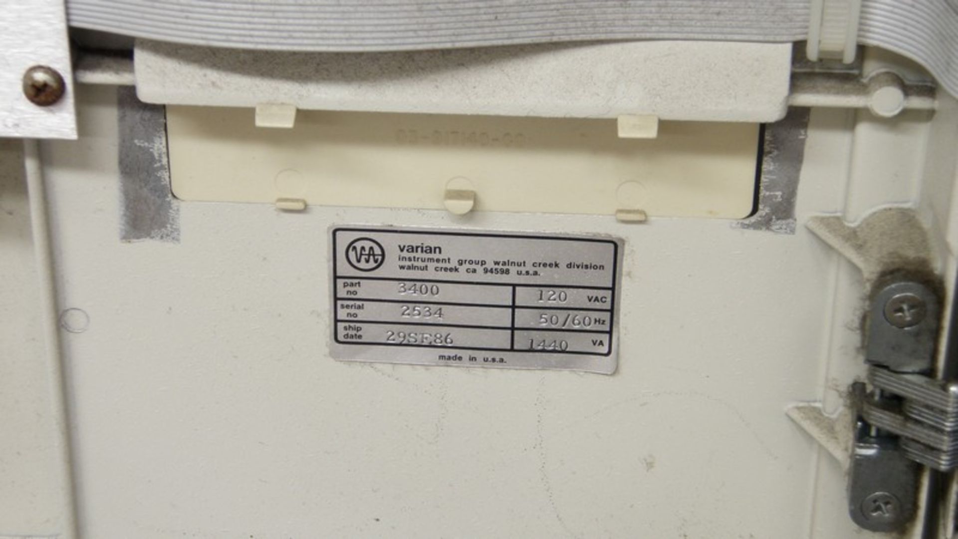 Varian 3400 Gas Chromatograph, Model 3400, S/N 2534 (NOTE: Unit Powers On with Error Codes 201, 238, - Image 11 of 11