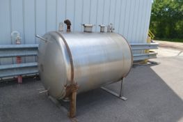 500 Gal. S/S Boiler Feed Water Tank 4' Diameter x 6' Long x 5'6" High Flanged Top Ports, and