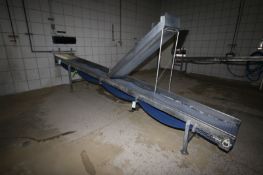 S/S Incline Conveyor with S/S Walls, with S/S Infeed Chute, Aprox. 35' L x 18" W, Hydraulic Operated