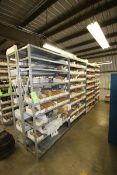 9-Part Shelves with Contents, Includes Assortement of Brass Fittings Including Bronze Gate Valves,