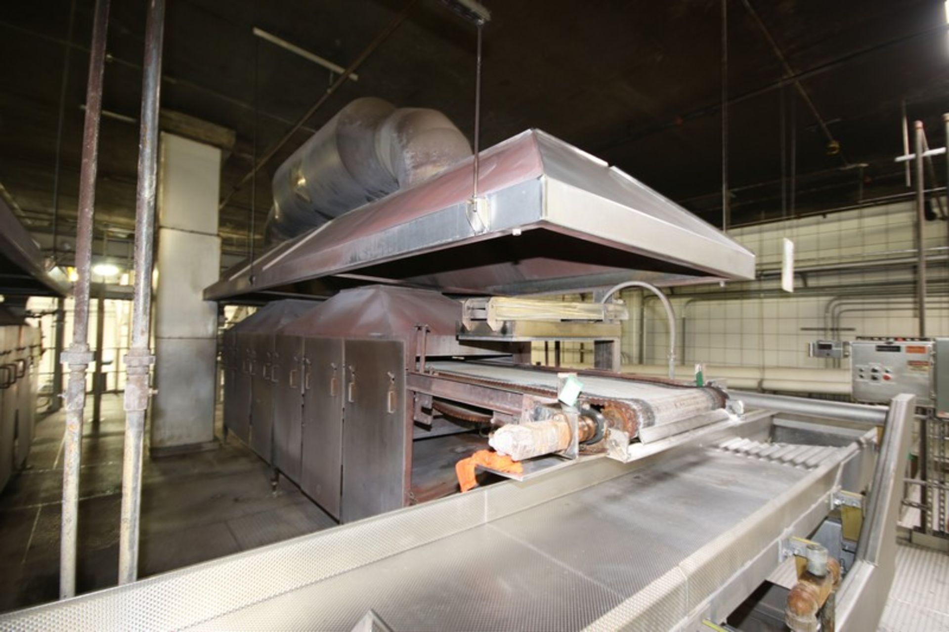 Natural Gas Fire Roaster #1, with Aprox. 33" W Belt, Includes S/S Exhaust Hood, Overall Dims.: - Image 3 of 4