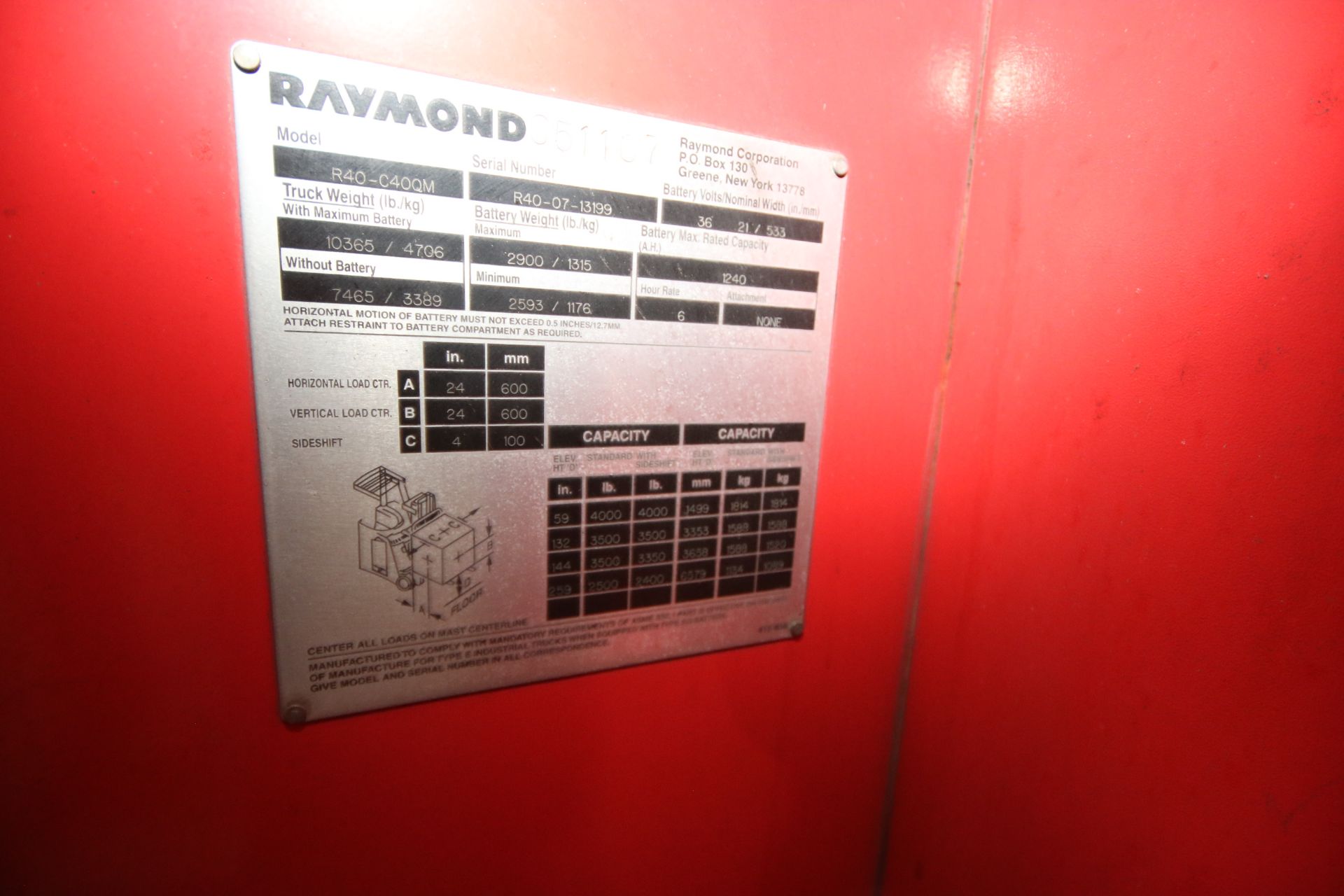 Deka 36 Volt Forklift Battery, Type: 18D125-17, S/N 3490ID, Overall Dims.: Aprox. 38" L x 20" W x - Image 3 of 3