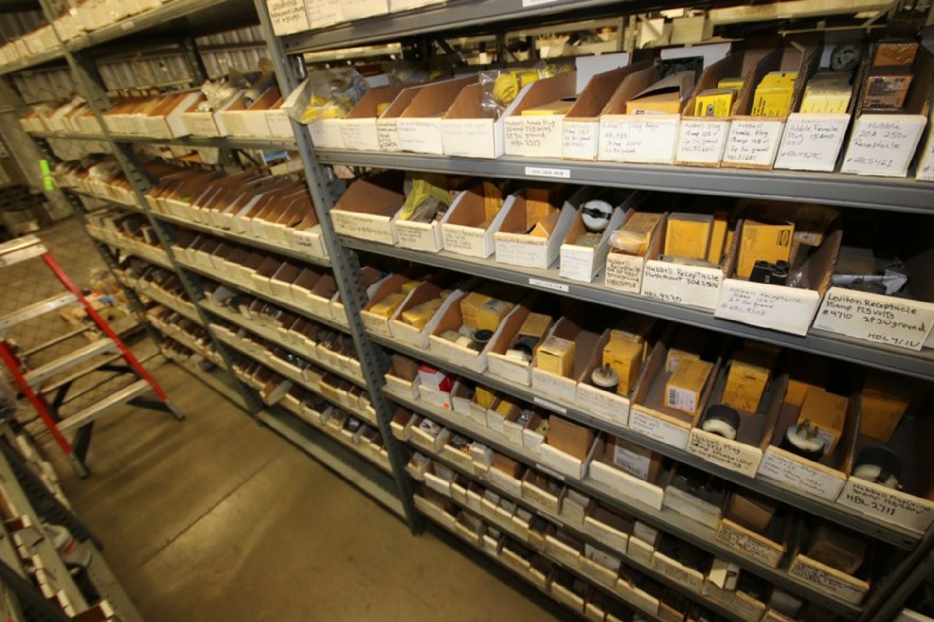 13-Part Shelves with Contents, Includes Fuses, Light Bulbs, Gang Boxes, Power Tool Chargers, Turbo - Image 4 of 8