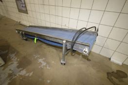S/S Incline Conveyor, Aprox. 10' L x 30" W Belt, Mounted on S/S Portable Frame, Hydraulic Operated