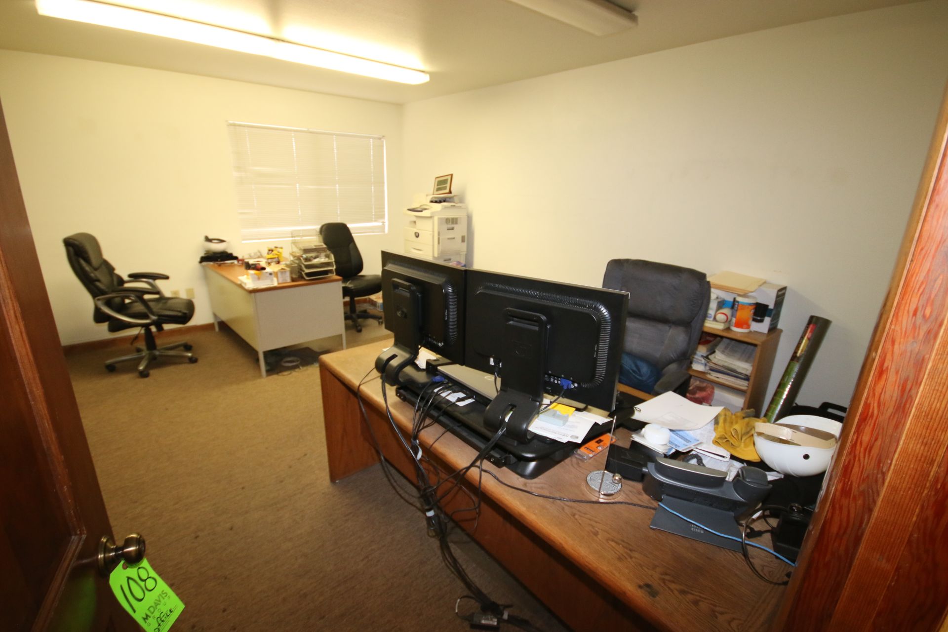 Remaining Contents of Office, Includes (2) Desks, (1) Side Table, Cork Board (NOTE: Does Not Include